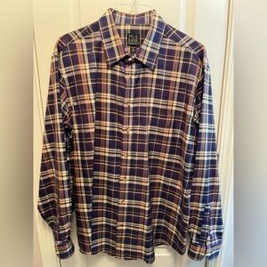 Jos. A. Bank Men's Casual Plaid Shirt - Purple and Orange